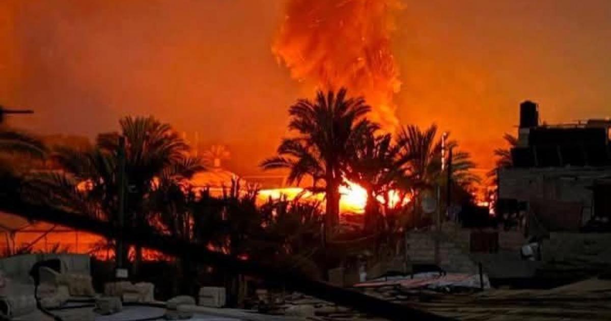 07:39 م اندلاع حريق في خيام نازحين جراء قصف إسرائيلي غرب غزة