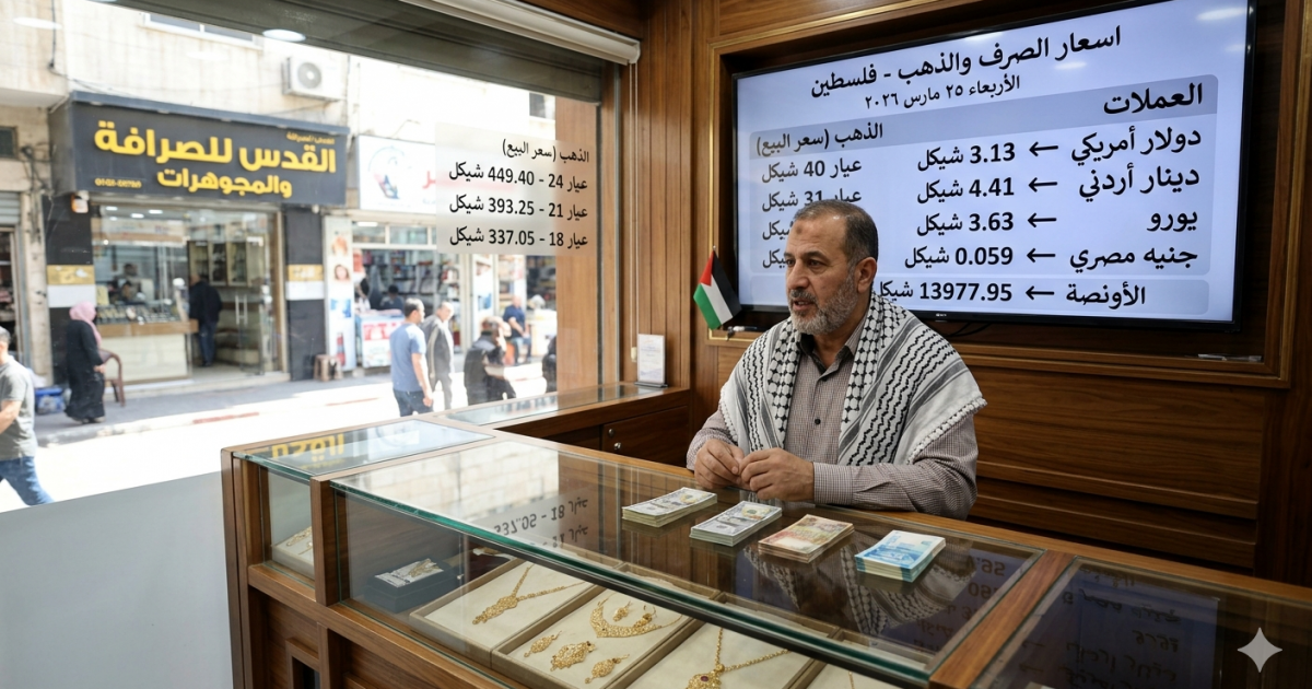 أسعار الذهب في فلسطين اليوم الأربعاء 25 مارس 2026