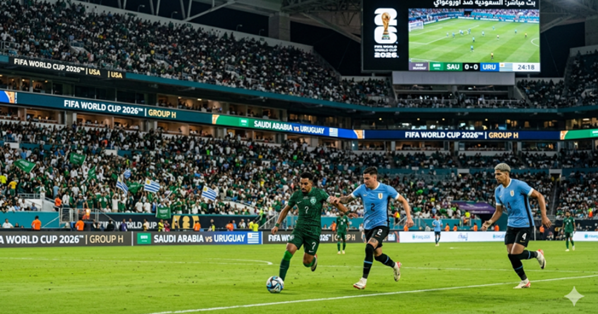 12:15 ص رابط مباراة السعودية ضد اوروغواي بث مباشر في كأس العالم 2026 الآن لحظة بلحظة
