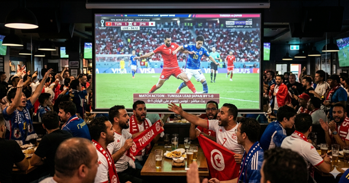 05:52 ص مشاهدة مباراة تونس واليابان بث مباشر الآن في كأس العالم 2026: بي ان سبورت