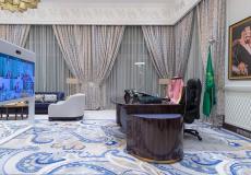 خادم الحرمين الشريفين الملك سلمان بن عبد العزيز آل سعود خلال ترؤسه جلسة مجلس الوزراء