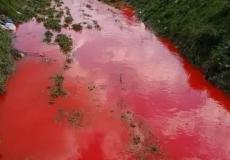 تلويث المياه الجارية في قراوة بني زيد بمواد ملونة