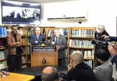 جانب من المؤتمر الصحفي في غزة