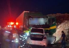 حادث سير على طريق رام الله نابلس