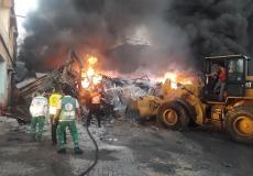 حريق نتيجة القصف في غزة