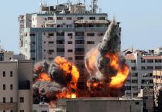 قصف برج الجلاء خلال العدوان الأخيرة على غزة