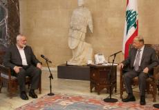 هنية يجتمع مع الرئيس اللبناني في بيروت