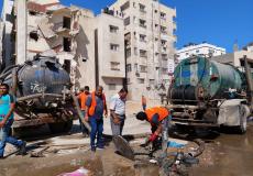 طفح مياه الصرف الصحي في شارع الوحدة