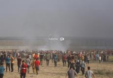 تظاهرات الشبان الفلسطينيين على الحدود شرق غزة