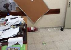 جانب من الاعتداء على مدرسة عبد الحميد السائح في نابلس