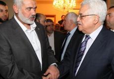 الرئيس الفلسطيني محمود عباس ورئيس المكتب السياسي لحركة حماس اسماعيل هنية - ارشيف