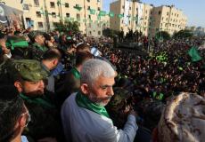 يحيى السنوار رئيس حماس في غزة في مهرجان جماهيري - أرشيف