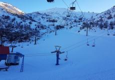 شاهد تساقط الثلوج على جبل الشيخ