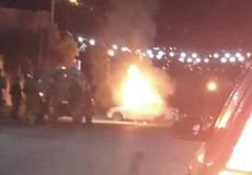 اشتعال النيران في مركبة للمستوطنين شرق قلقيلية