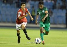 من مباراة اليمن والسعودية اليوم