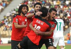 فرحة لاعبي مصر بهدف محمد صلاح على المنتخب المغربي