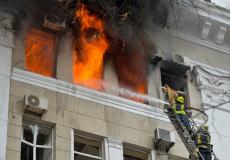 غارة روسية على أحد المباني في اوكرانيا