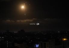 من محاولة القبة اعتراض صواريخ من غزة الليلة الماضية