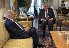 سامح شكري خلال استقباله جبريل الرجوب