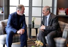 اشتية خلال لقائه المدير التنفيذي لبرنامج الغذاء العالمي للأمم المتحدة ديفيد بيزلي