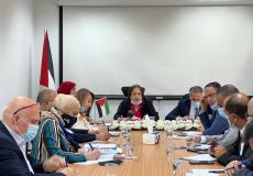 وزيرة الصحة الفلسطينية مي الكيلة خلال اجتماع اليوم