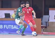 صورة من مباراة منتخب فلسطين والسعودية.