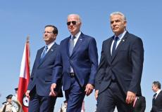 الرئيس الامريكي جوبايدن مع الرئيس الاسرائيلي يتسحاق هرتسوغ ورئيس الوزراء يائير لابيد