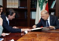 الرئيس اللبناني ميشال عون مع الوسيط الامريكي هوكستين