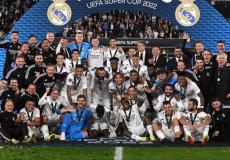 احتفال ريال مدريد  بتتويجه بكأس السوبر الأوروبي
