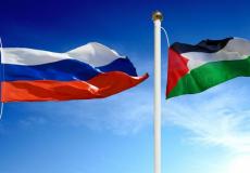 أعلام روسيا وفلسطين - تعبيرية