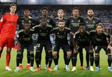 لاعبو نادي ريال مدريد قبيل انطلاق المباراة ضد سيلتا فيغو اليوم