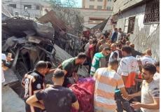 اللحظات الأولى لقصف منزل لعائلة أبو جاسر في جباليا وسقوط شهداء