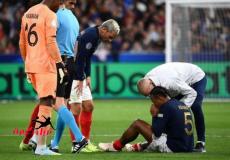 لحظة تعرض اللاعب كوندي للاصابة مع منتخبه فرنسا.