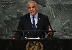 رئيس الوزراء الاسرائيلي يائير لابيد خلال خطابه في الامم المتحدة