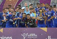 احتفال الهلال السعودي بتتويجه بكأس لوسيل عقب فوزه على الزمالك المصري- أرشيف.