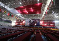 تجهيز صالة سعد صايل وسط مدينة غزة لحضور مباريات كأس العالم 2022