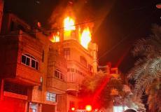 حريق المنزل في جباليا شمال قطاع غزة