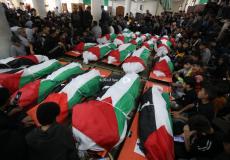 ضحايا حريق جباليا شمال قطاع غزة خلال مراسم التشييع