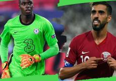 صورة تعبيرية غلاف لمباراة قطر والسنغال ويظهران اللاعبان ميندي وحسن الهيدوس