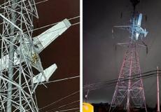 جانب من سقوط الطائرة واصطدامها بخطوط الكهرباء.