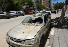 مركبة متضررة من غارة اسرائيلية على غزة