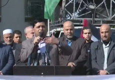 عبد اللطيف القانوع الناطق باسم حماس خلال وقفة شمال غزة