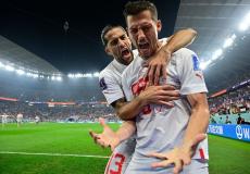 احتفال لاعبي سويسرا بالاهداف في شباك صربيا