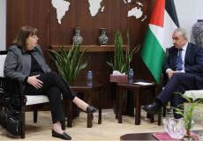 لقاء اشتية مع الممثلة الخاصة للأمين العام للأمم المتحدة غامبا