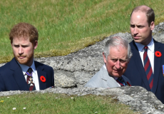 الامير هاري برفقة والده وأخيه