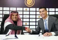 خلال حفل تقديم رونالدو كلاعب في نادي النصر السعودي