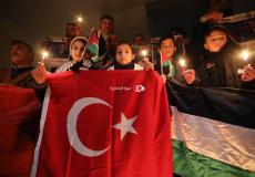 جانب من وقفة تضامنية مع سوريا وتركيا في غزة