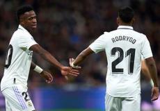 لاعبا ريال مدريد رودريغو وفينيسوس جونيور