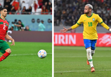 لاعب البرازيل نيمار ولاعب المغرب اشرف حكيمي