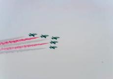 الصقور السعودية تزين سماء الجبيل بمناسبة يوم التأسيس السعودي